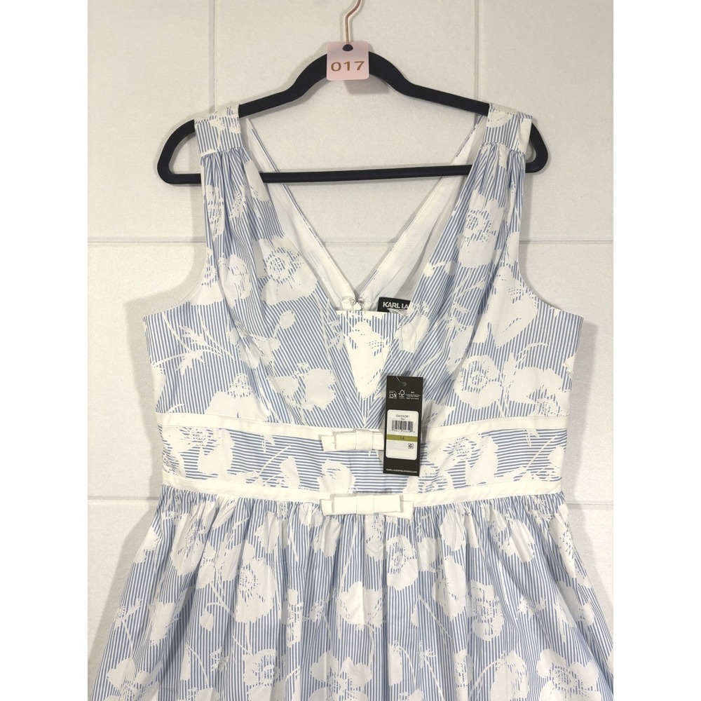 Karl Lagerfeld Paris Floral Burnout Cotton Midi Dress Blue White LD6YAQ81 14 - Picture 8 of 9